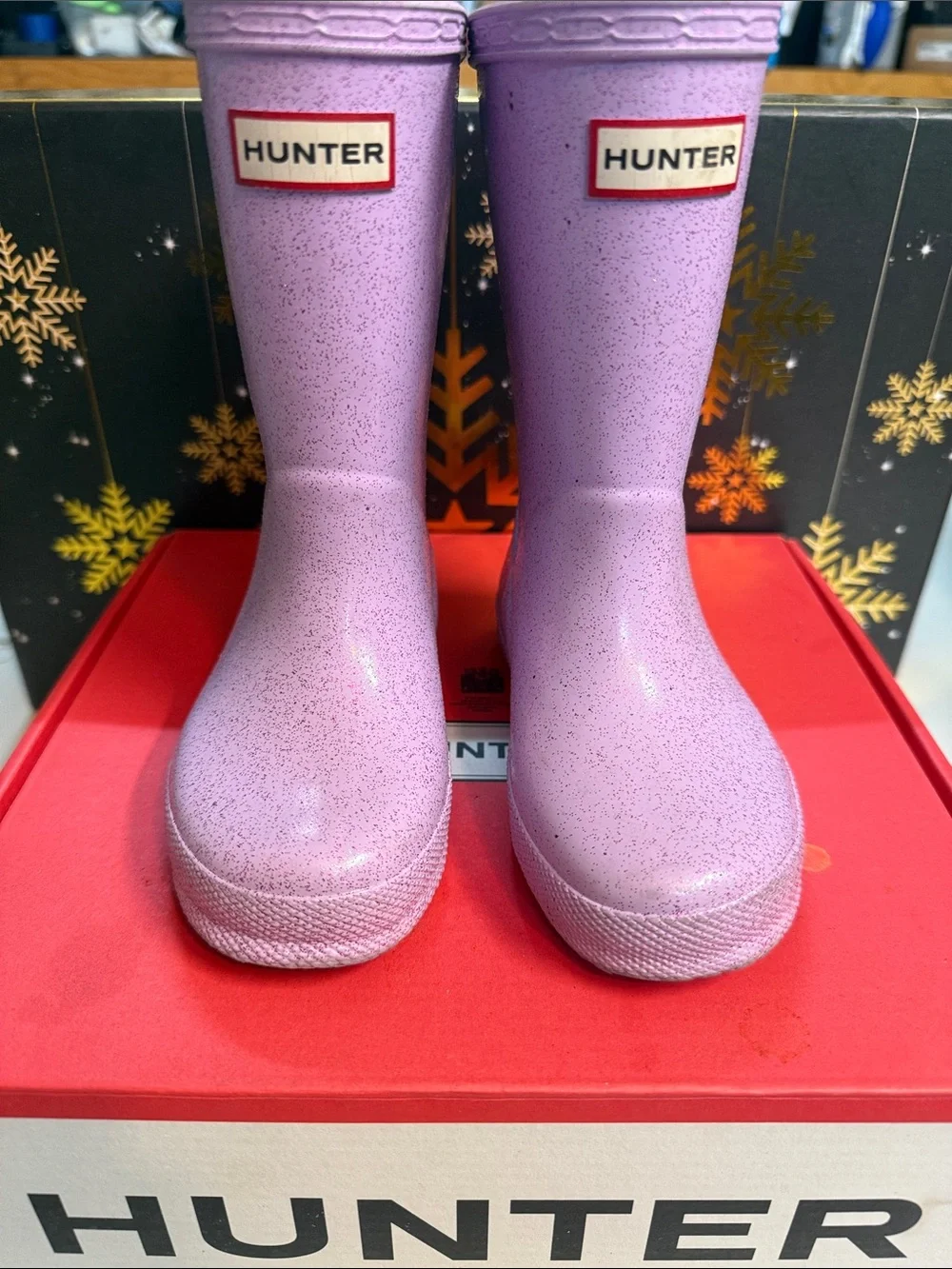 Hunter Kids Lavender Glitter Speckle Rain Boots